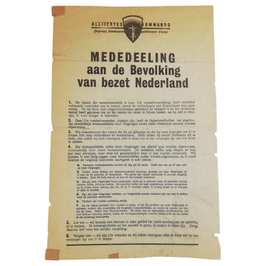 Geallieerd pamflet 'Mededeeling aan de Bevolking van bezet Nederland' - 1944/45