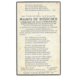 Doodsprentje van 'Maurits De Bosscher'