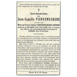 Doodsprentje van 'Jean-Camille Vandenberghe'