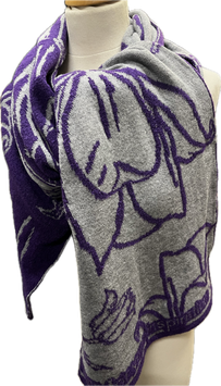 Sjaal Grote tulp paars grijs klein kleurverschil