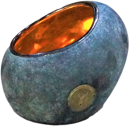 Candlecupholder Stone Grey Gold Large