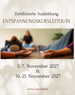 Ausbildung 2 Module im November 2027: 5-7.11 und 19.-21.11.2027