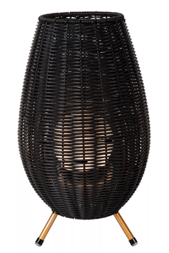 Lucide Outdoorlampe Colin 36 cm hoch - Rattan schwarz