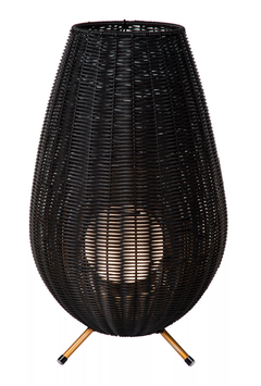Lucide Outdoorlampe Colin 50 cm hoch - Rattan schwarz