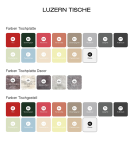 Schaffner Farbmuster für Luzern Tische - Pastellfarben