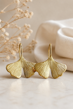 GINKGO - Orecchini pendenti ginkgo in oro 18kt