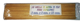 VARILLAS DE MADERA DE PINO ( NO ES ÁLAMO ) 2 MM. X  2 MM. X 23 CMS. PARA DIFUSORES AROMÁTICOS  X 500 UNIDADES.