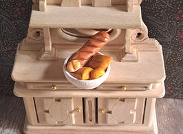 EF049 Holzschüssel 3cmD mit Brot und Gebäck (fixiert)