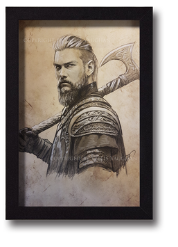 Viking Warrior - Kohle & Weißkreide auf Vintage Paper