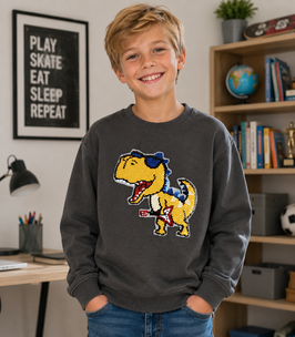 Sudadera Dino rockero gris oscuro