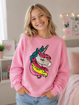 Sudadera rosa con unicornio adolescente