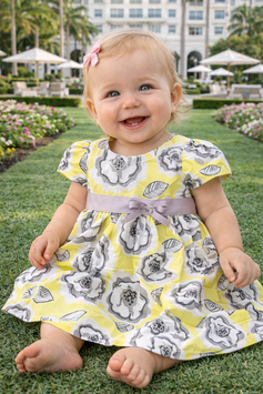 Vestido Amarillo con gris