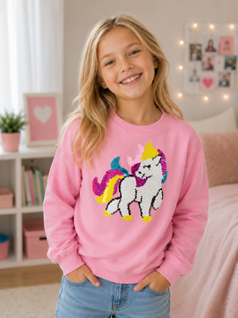 INT-240-213 Sudadera rosa con unicornio completo