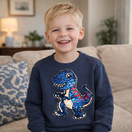 Mod. INT 240223 Sudadera Azul Marino con Dino c rojo