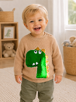 INT -240221 Sueter crochet capuchino c dino dorado