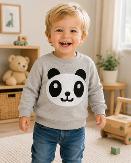 Mod: INT-240206 Sudadera gris claro con panda