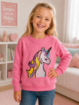 INT-240-215 Sudadera rosa unicornio cuerno