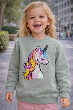 Sudadera pistache con unicornio