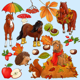 Illustrations-Paket "Pony-Herbst"