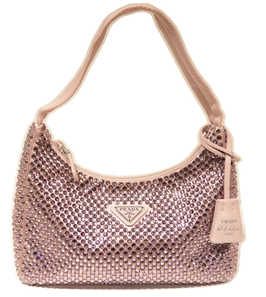 Prada Re-Edition 2000 Tasche aus Satin mit Kristallen