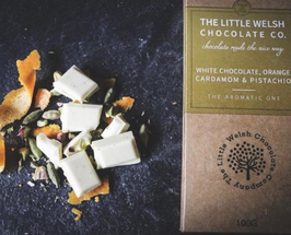 WHITE CHOCOLATE, ORANGE, CARDAMOM & PISTACHIO