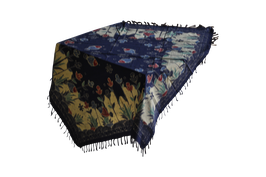 Batik - Tablecloth with fringes, blue-beige-red