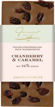 Vollmilch Schokolade mit Karamell & Cranberry