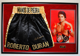Roberto "Hands of Stone" Duran originally hand signed Boxing Trunks - Premium Framed + COA PSA