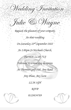 Wedding Evening Invitations Ref WE65