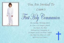 First Holy Communion Invitations blue Ref 14