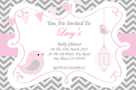 Invitations pink & grey ref B1