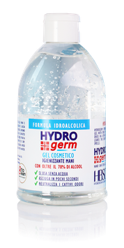 Flacone da 500 ml di Gel idroalcolico igienizzante mani Hydrogerm con esclusivo tappo "Flip Top"