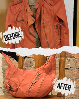 Upcycling-Umhängetasche aus Lederjacke