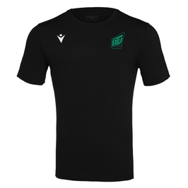 MACRON Boost Hero T-Shirt schwarz mit kleinem Brühler TV Logo und Turnen-Druck