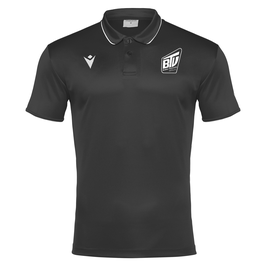 MACRON Draco Hero Polo-Shirt schwarz mit kleinem Brühler TV Logo und Wunschname