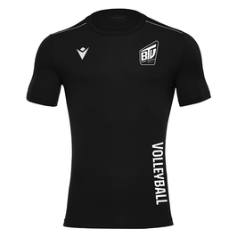 MACRON Rigel Hero Sport-Shirt Kids schwarz kurzarm mit kleinem Brühler TV Logo und Volleyball-Schriftzug