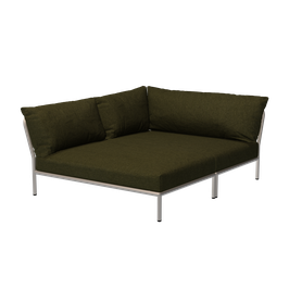 Houe Level 2 Cozy Corner left - Gestellfarbe weiß - Sunbrella Heritage