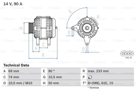 Dynamo 90A BMW E46 E36 Z3 E39