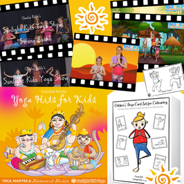 SPARSET: ONLINE DOWNLOAD ENGLISCH: Yoga Hits for Kids + 10 Anleitungsvideos, 150teiliges Kartenset, Strong Back Videos + Ausmalbilder mit Beschreibungen auf Englisch