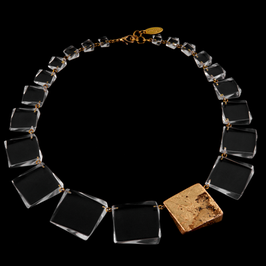 Halskette transparent mit Goldmetall