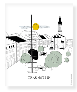 Polaroidkarte "Traunstein Stadtplatz"