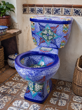 Mexikanische Talavera XOCHITL WC Toilette Keramik Handbemalt Komplett Set