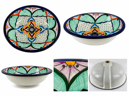 Mexikanisches Talavera Aufsatzwaschbecken Vega Keramik Handbemalt 54x44 cm