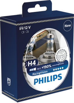 H4 PHILIPS RACINGVISION 150% mehr Licht 12V