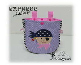 Lenkertasche Piratenmädchen rosa/flieder/marine