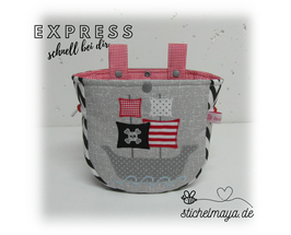 Lenkertasche Piratenschiff grau/rot/schwarz