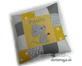Kissenbezug Maus gelb/grau/weiß