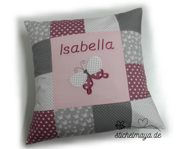 Kissenbezug Schmetterling altrosa/puderrosa/grau/weiß