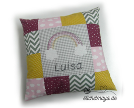 Kissen Regenbogen beere/rosa/grün/grau/gelb
