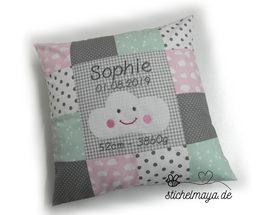 Kissenbezug Wolke rosa/mint/grau/weiß